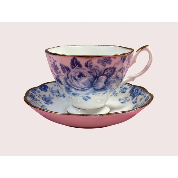 Royal Albert Other - VTG Royal Albert Paradise Blue Floral Bone China Cup Saucer Gold Trim England